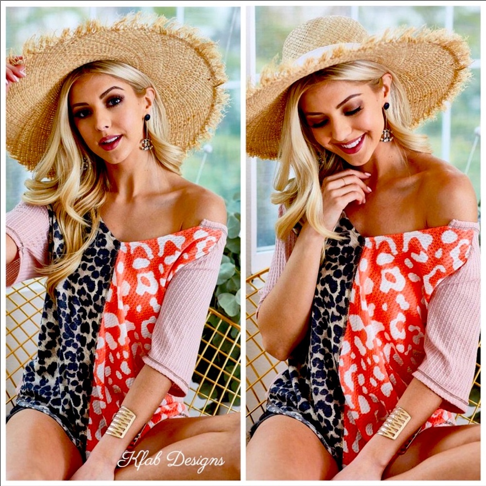 Striking🧡orange& black v-neck w/cute fun style